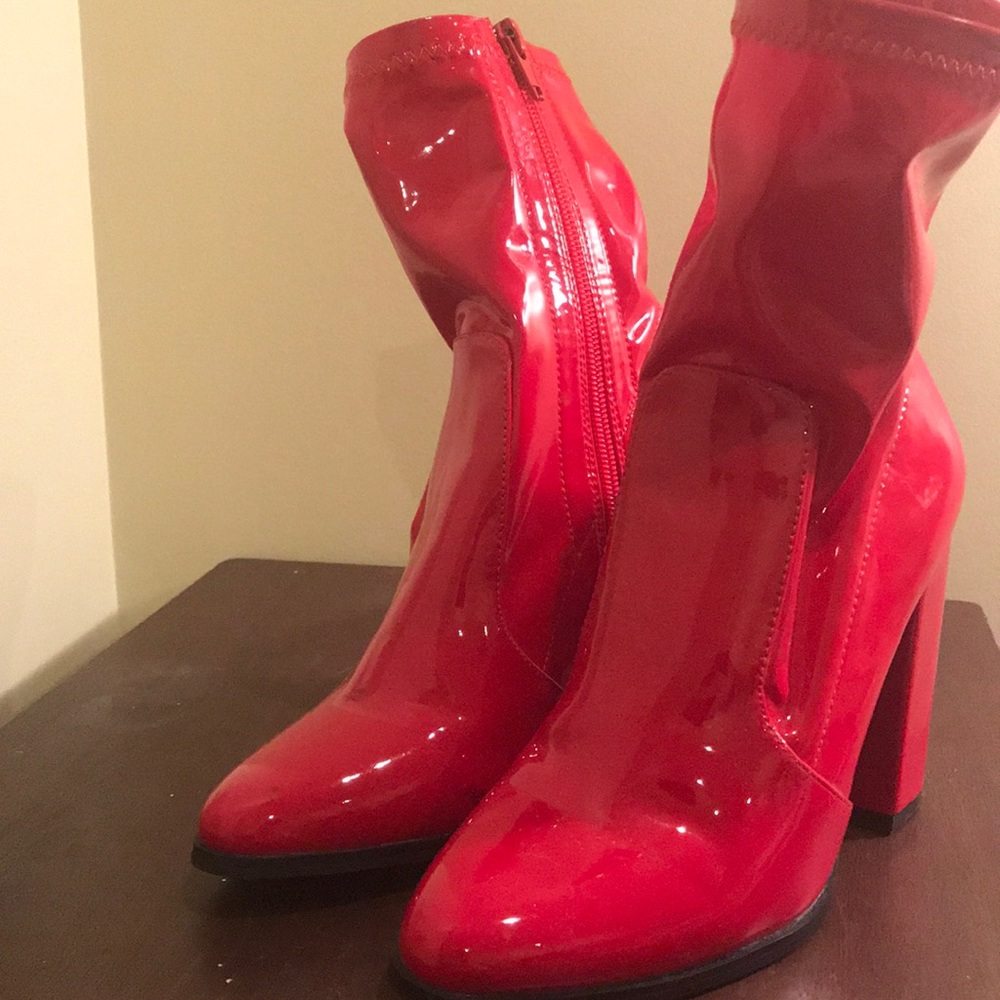Red Leather Sock Boot